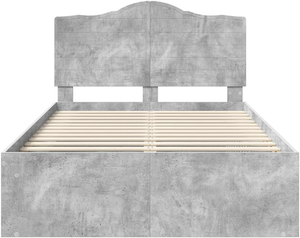 Lova Lovos rėmas Betoninė 120 x 200 cm Kietos pušies mediena