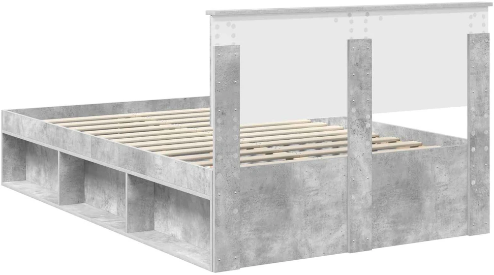 Lova Lovos rėmas Betoninė 120 x 200 cm Kietos pušies mediena
