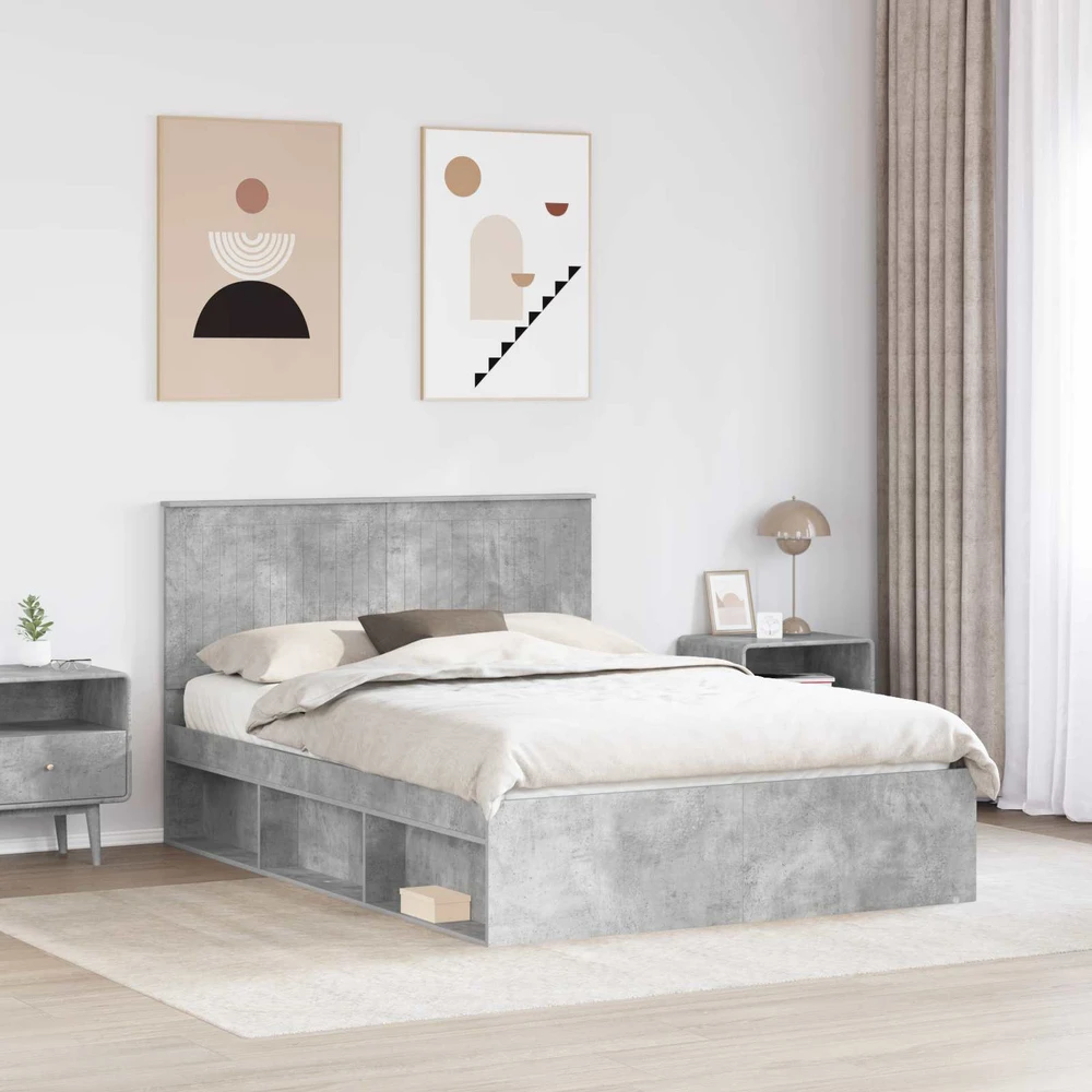 Lovos rėmas Betoninė 140 x 200 cm Kietos pušies mediena