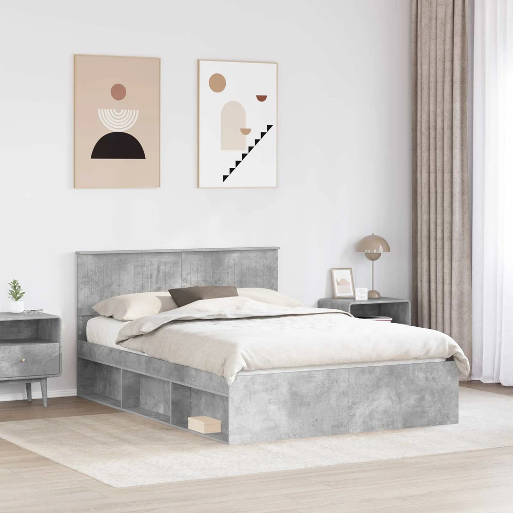 Lovos rėmas Betoninė 140 x 200 cm Kietos pušies mediena