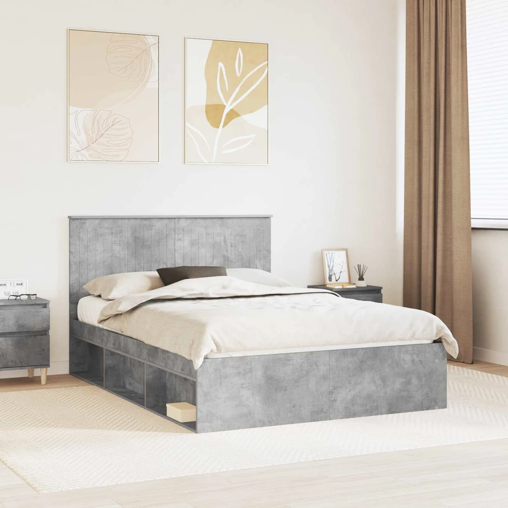 Lovos rėmas Betoninė 140 x 200 cm Kietos pušies mediena