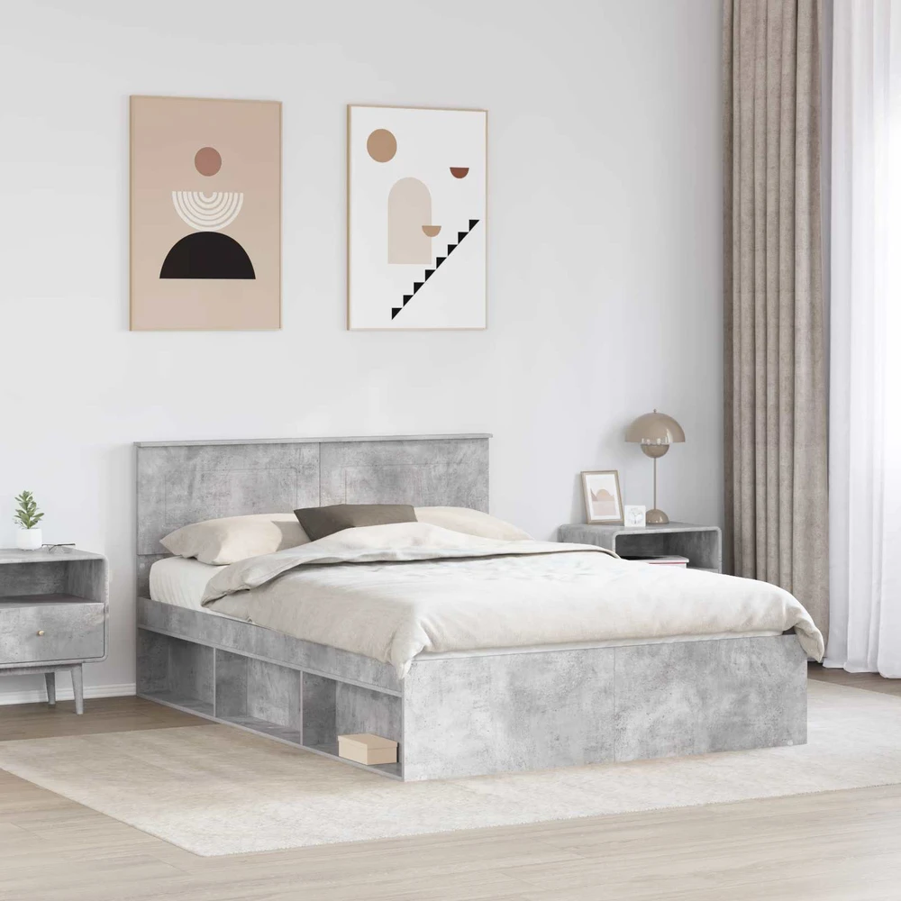 Lovos rėmas Betoninė 160 x 200 cm Apdirbta mediena