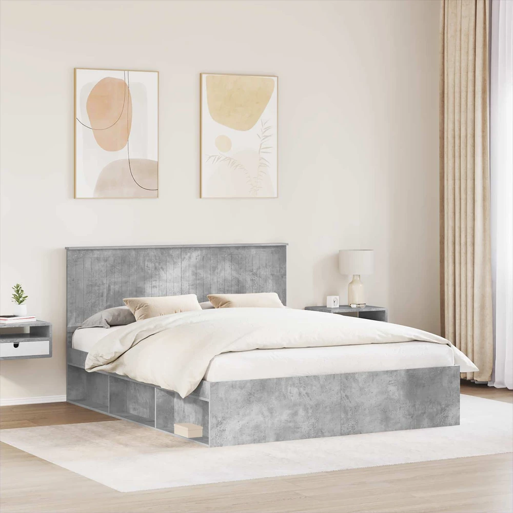 Lovos rėmas Betoninė 160 x 200 cm Kietos pušies mediena
