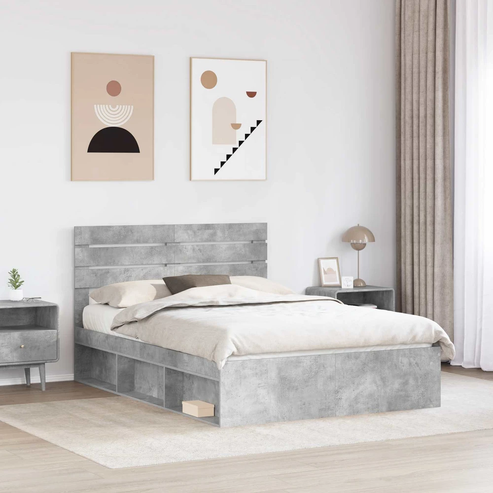 Lovos rėmas Betoninė 160 x 200 cm Kietos pušies mediena