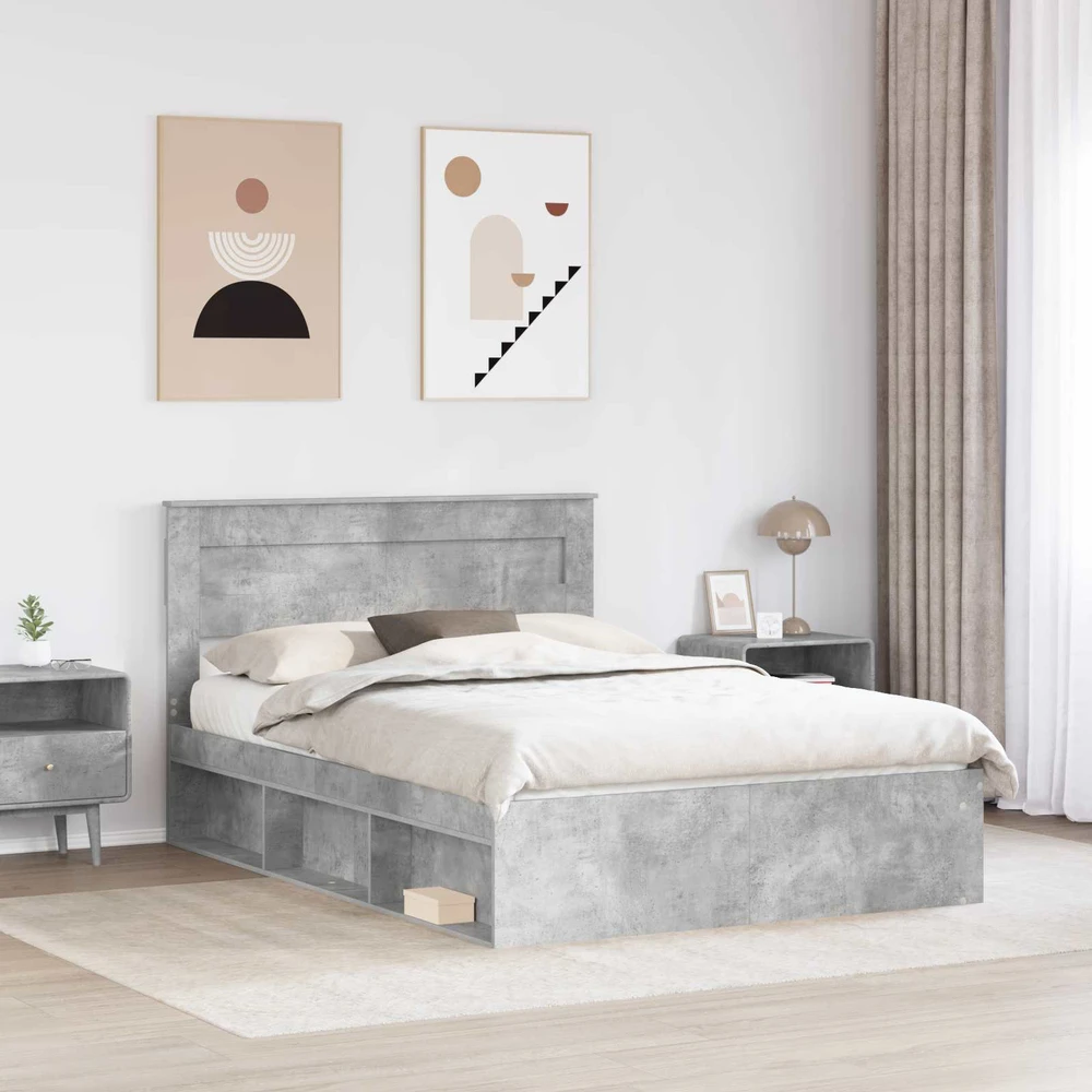 Lovos rėmas Betoninė 160 x 200 cm Kietos pušies mediena