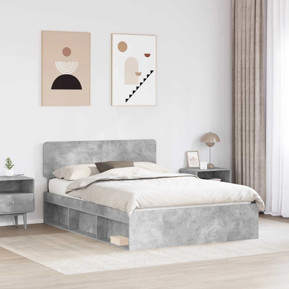 Lovos rėmas Betoninė 160 x 200 cm Kietos pušies mediena