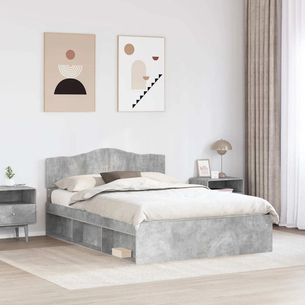 Lovos rėmas Betoninė 160 x 200 cm Kietos pušies mediena