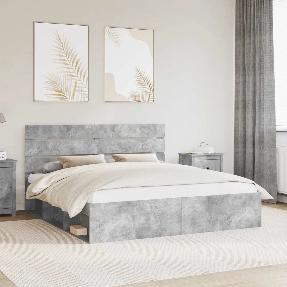 Lovos rėmas Betoninė 180 x 200 cm Kietos pušies mediena