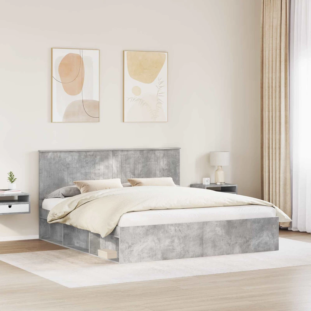 Lovos rėmas Betoninė 180 x 200 cm Kietos pušies mediena