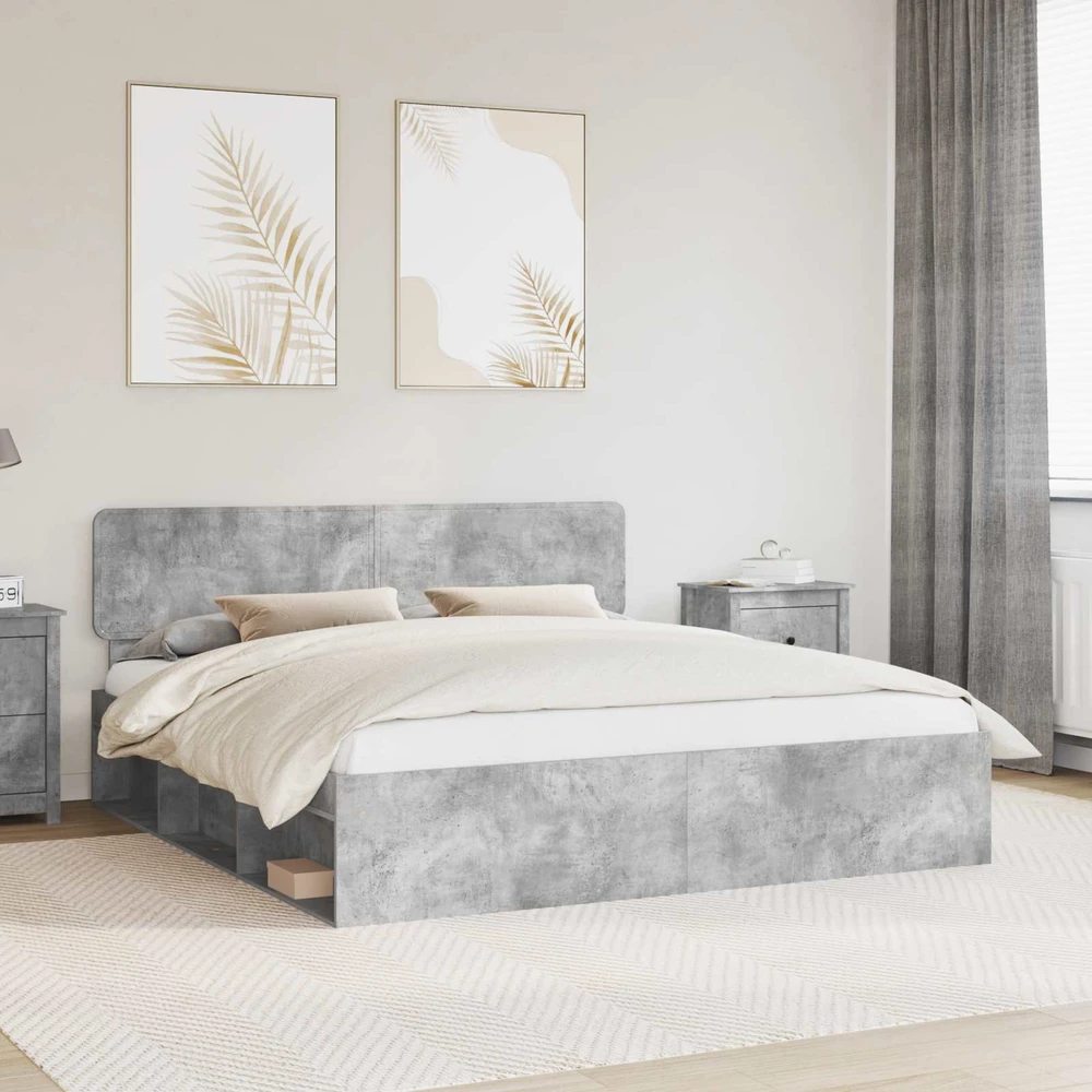 Lovos rėmas Betoninė 180 x 200 cm Kietos pušies mediena