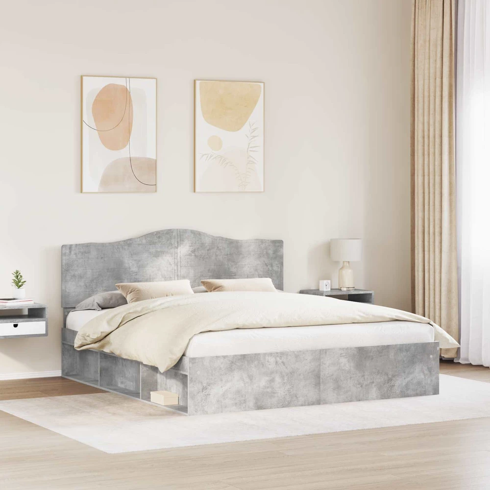 Lovos rėmas Betono pilka 180 x 200 cm Kietos pušies mediena
