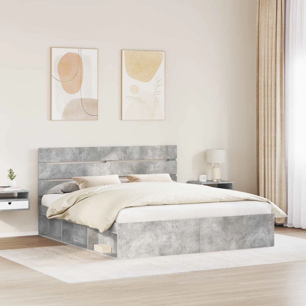 Lovos rėmas Betoninė 180 x 200 cm Kietos pušies mediena