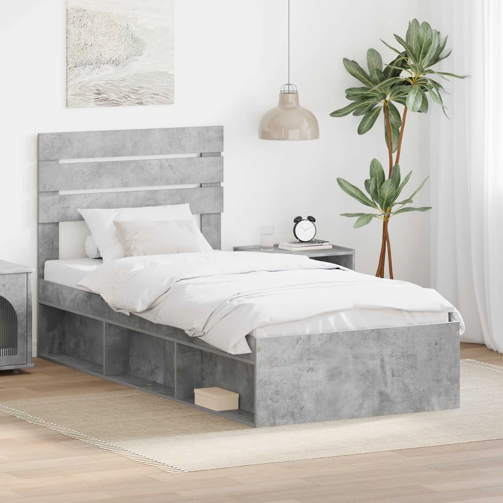 Lova Lovos rėmas Betoninė 90 x 200 cm Kietos pušies mediena