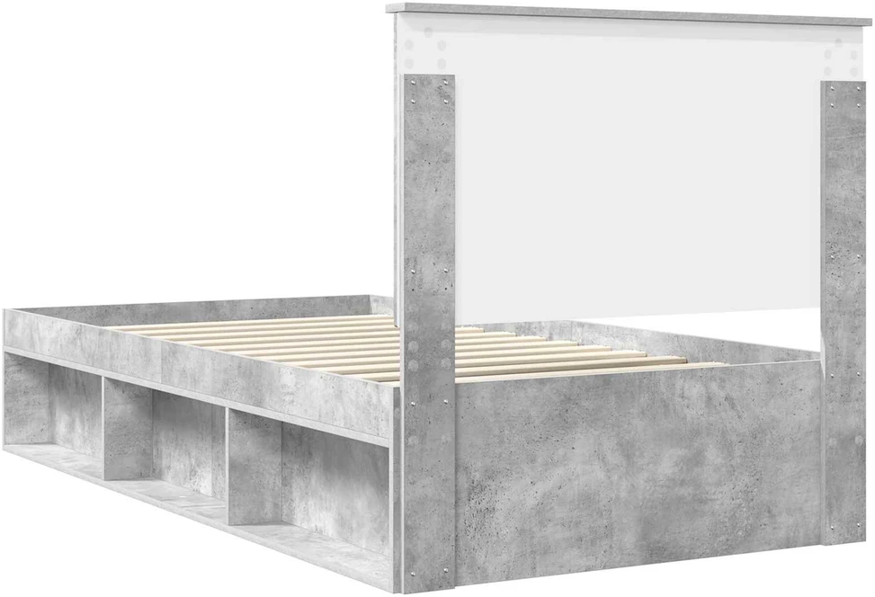Lova Lovos rėmas Betono pilka 100 x 200 cm Kietos pušies mediena