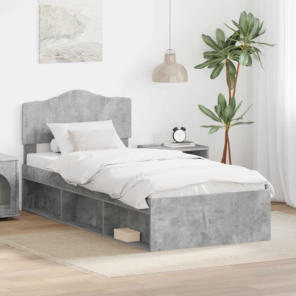 Lova Lovos rėmas Betono pilka 100 x 200 cm Kietos pušies mediena