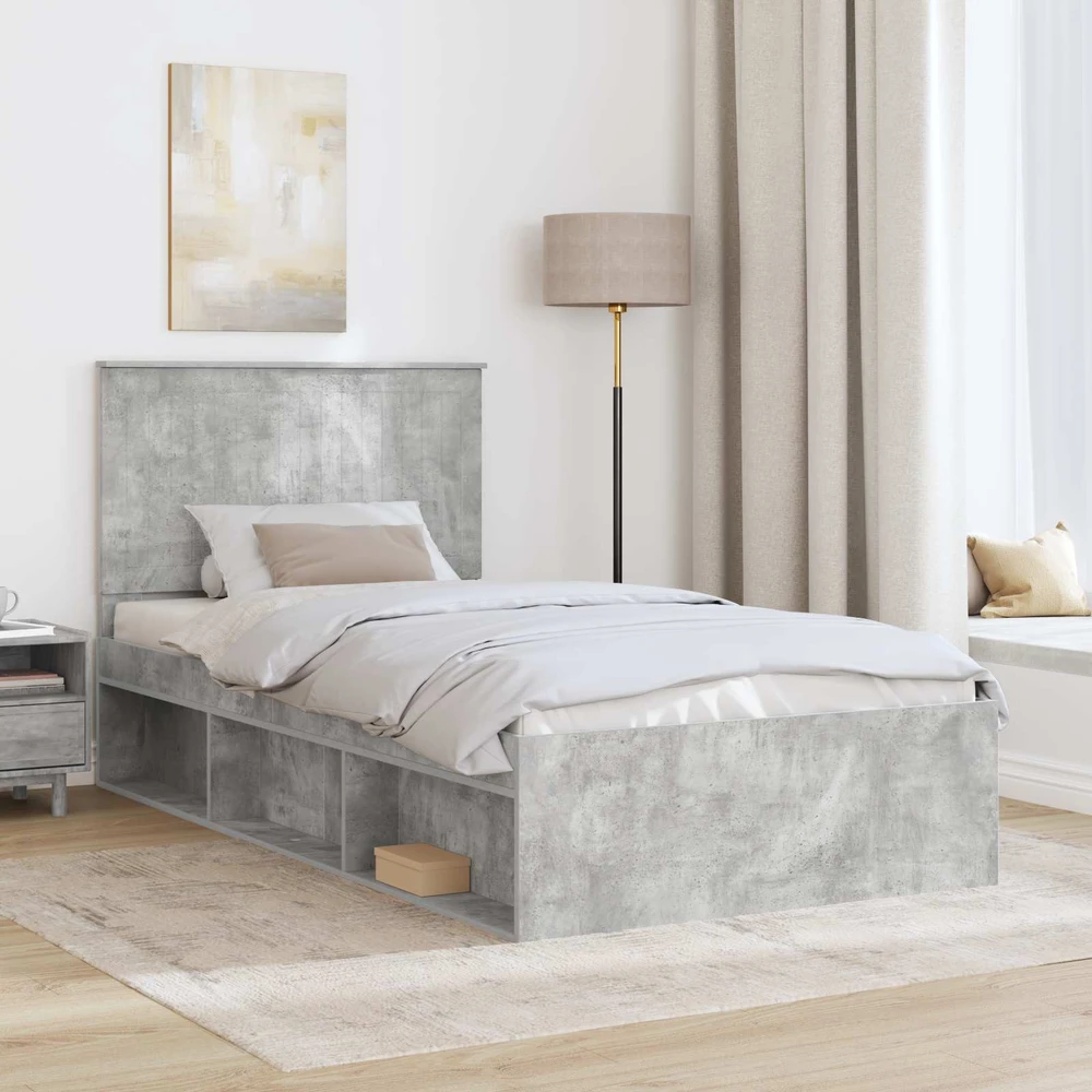 Lova Lovos rėmas Betono pilka 100 x 200 cm Kietos pušies mediena