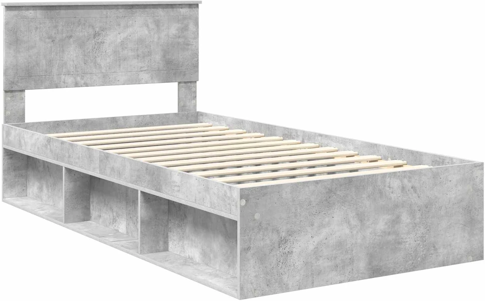 Lova Lovos rėmas Betono pilka 100 x 200 cm Kietos pušies mediena