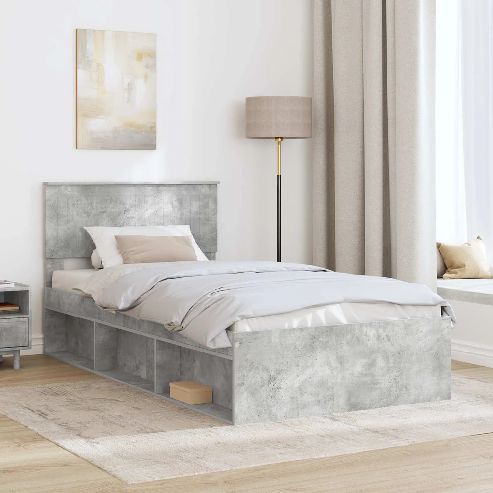 Lova Lovos rėmas Betono pilka 100 x 200 cm Kietos pušies mediena