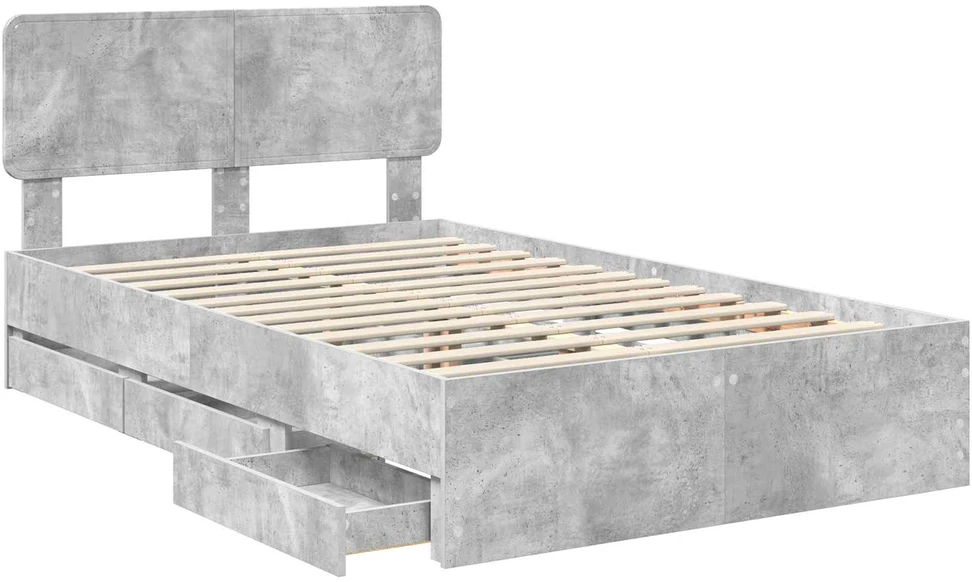 Lova Lovos rėmas Betono Pilka 135 x 190 cm Dirbtinė mediena