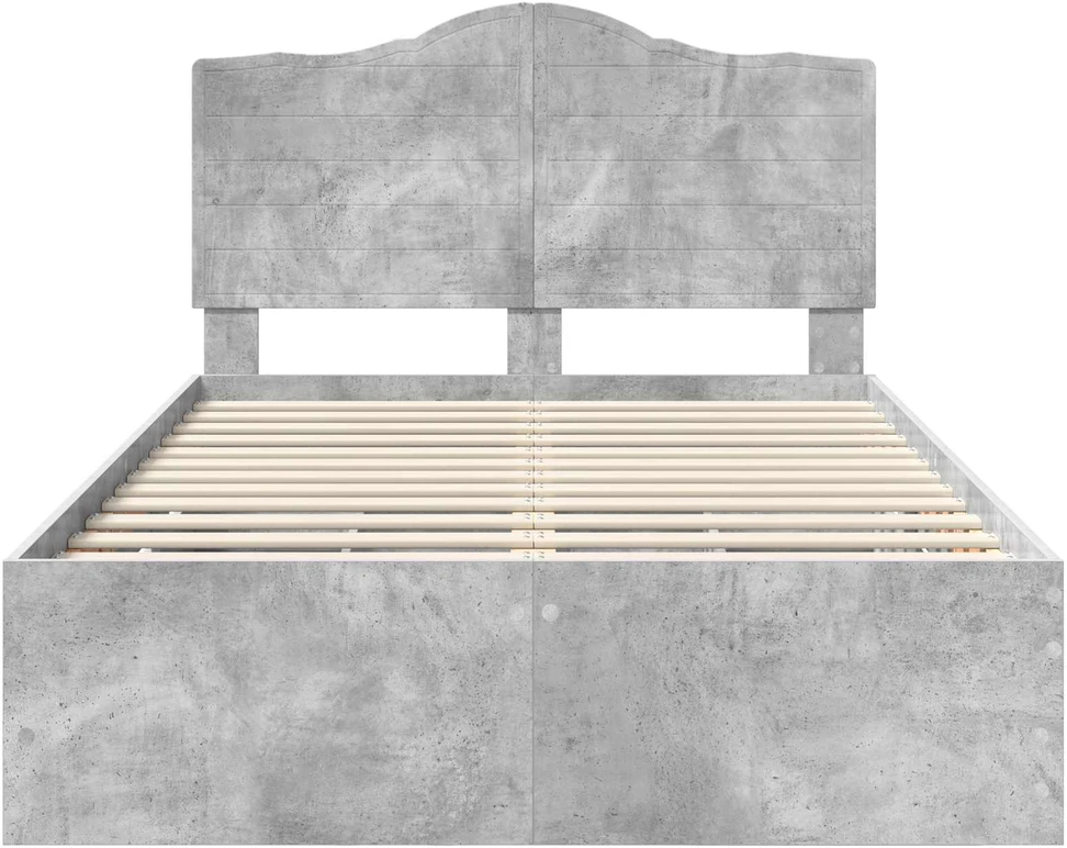 Lova Lovos rėmas Betono Pilka 135 x 190 cm Inžinerinė mediena