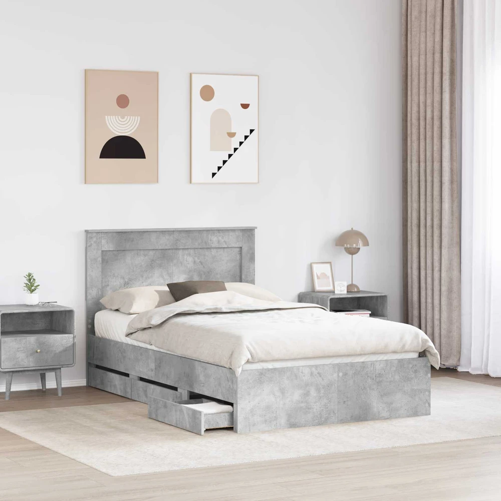 Lova Lovos rėmas Betono pilka 135 x 190 cm Inžinerinė mediena
