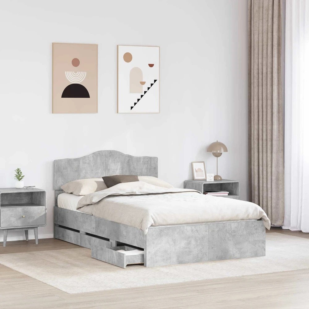 Lova Lovos rėmas Betono pilka 135 x 190 cm Inžinerinė mediena