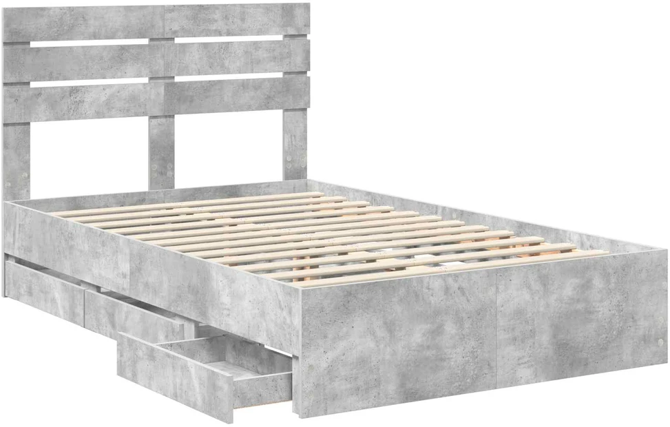 Lova Lovos rėmas Betono pilka 135 x 190 cm Inžinerinė mediena