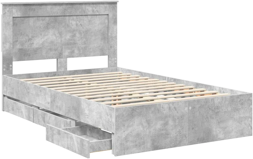 Lova Lovos rėmas Betono pilka 135 x 190 cm Inžinerinė mediena