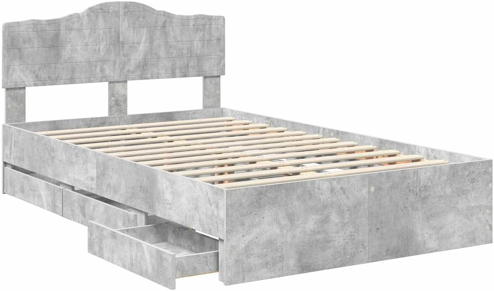 Lova Lovos rėmas Betono pilka 135 x 190 cm Inžinerinė mediena