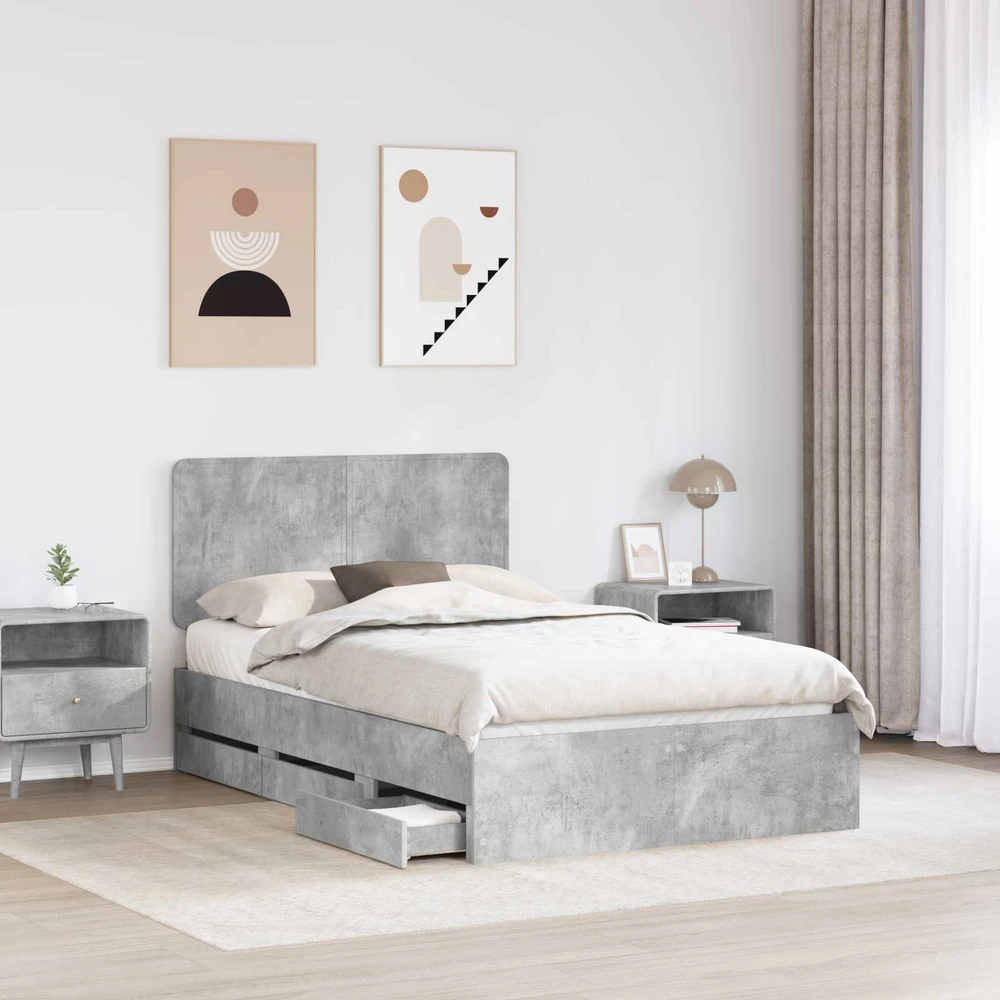 Lova Lovos rėmas Betono pilka 135 x 190 cm Inžinerinė mediena
