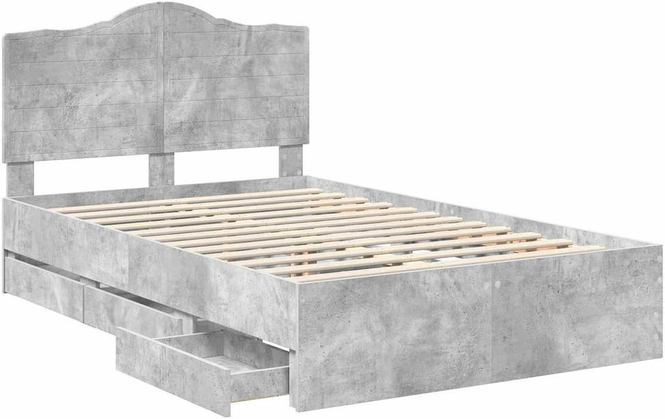 Lova Lovos rėmas Betono Pilka 135 x 190 cm Inžinerinė mediena