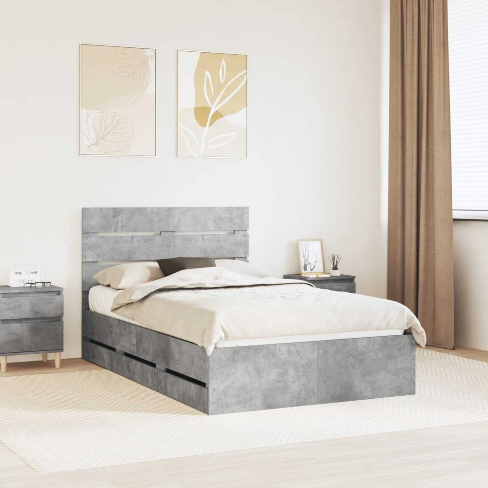 Lova Lovos rėmas Betono pilka 135 x 190 cm Inžinerinė mediena