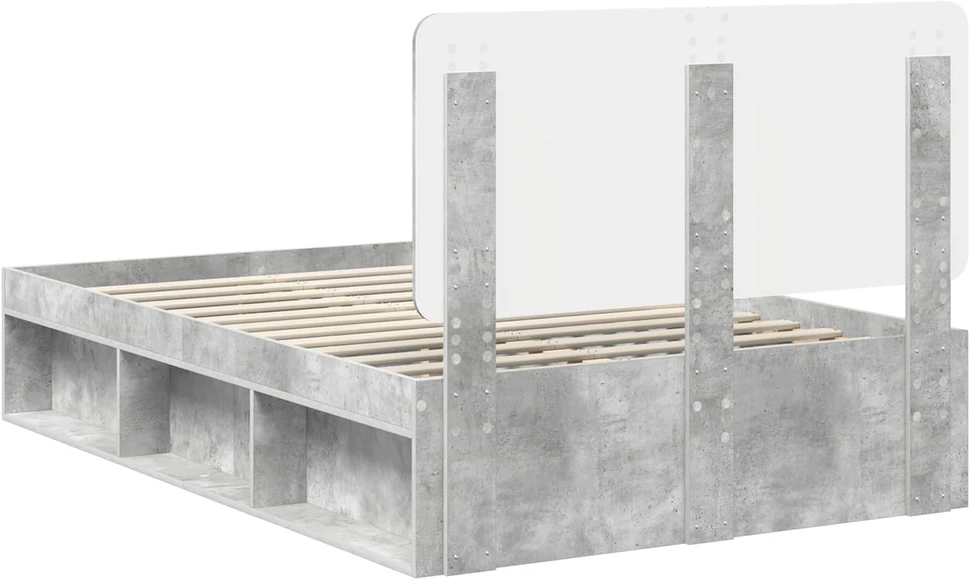 Lova Lovos rėmas Betono pilka 135 x 190 cm Kietos pušies mediena