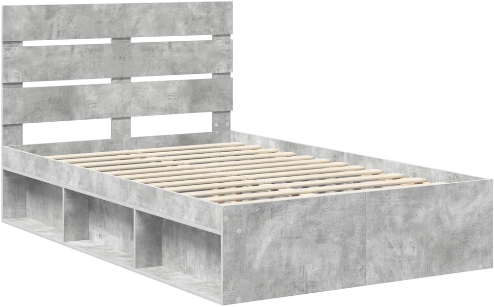 Lova Lovos rėmas Betono pilka 135 x 190 cm Kietos pušies mediena