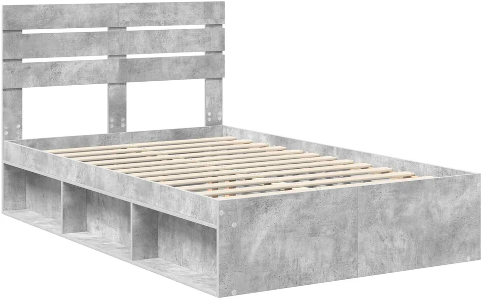 Lova Lovos rėmas Betono pilka 135 x 190 cm Kietos pušies mediena