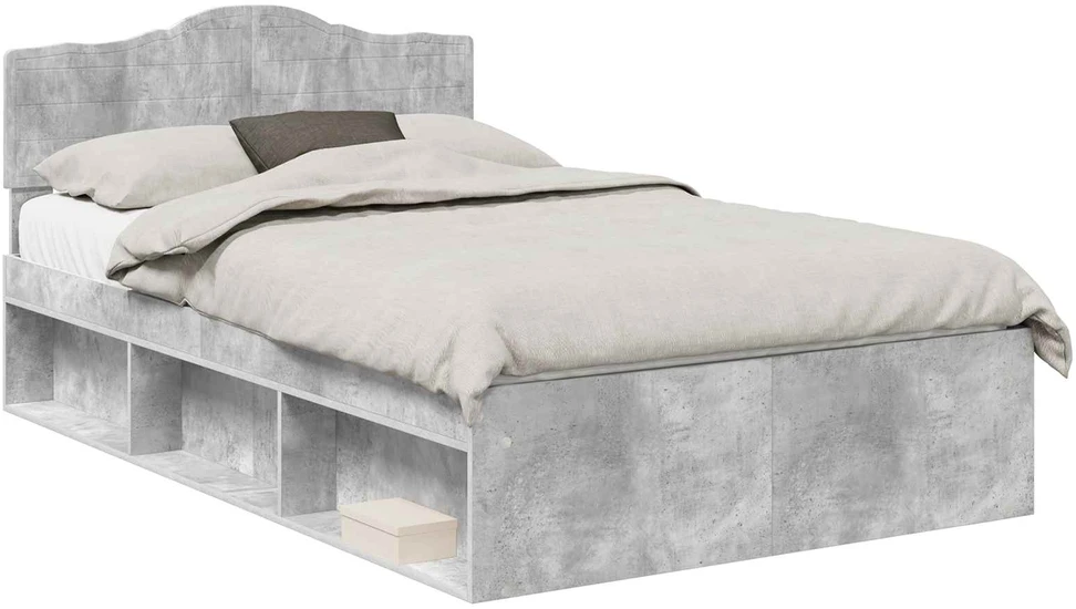 Lova Lovos rėmas Betono pilka 135 x 190 cm Kietos pušies mediena