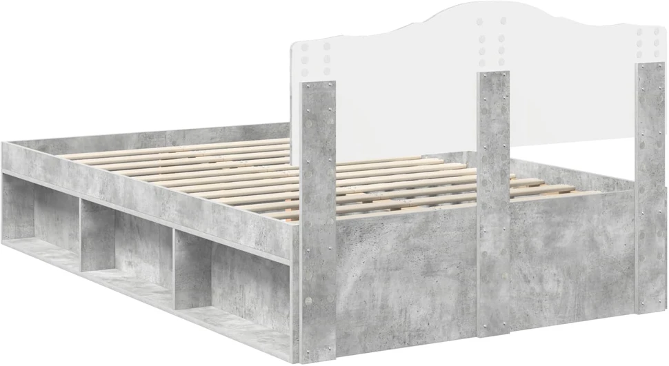 Lova Lovos rėmas Betono pilka 135 x 190 cm Kietos pušies mediena