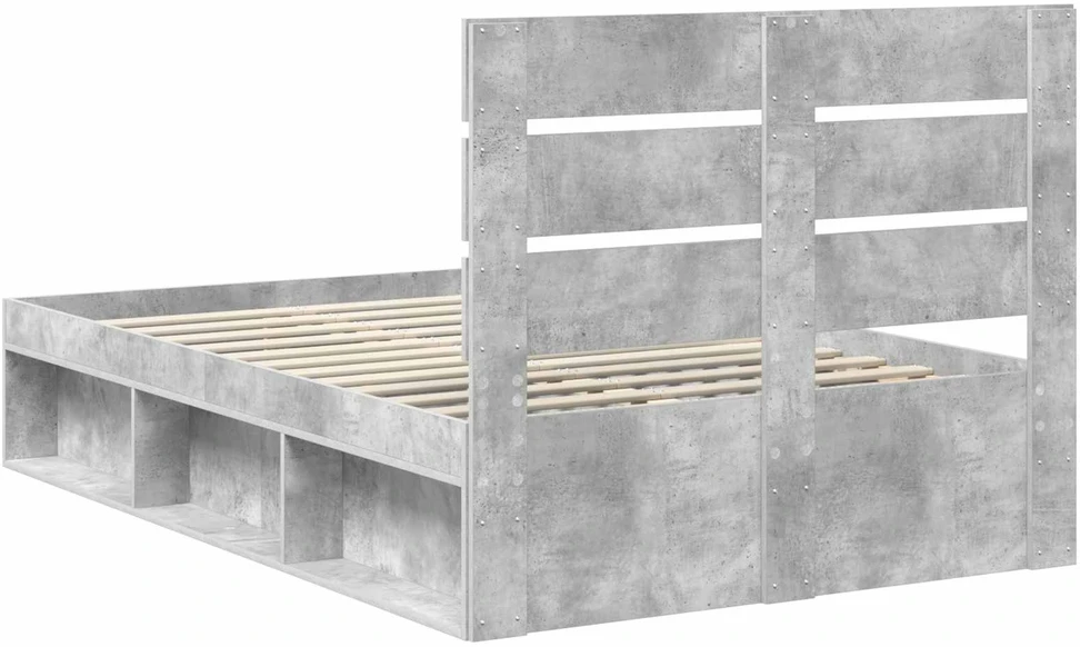 Lova Lovos rėmas Betono pilka 135 x 190 cm Kietos pušies mediena