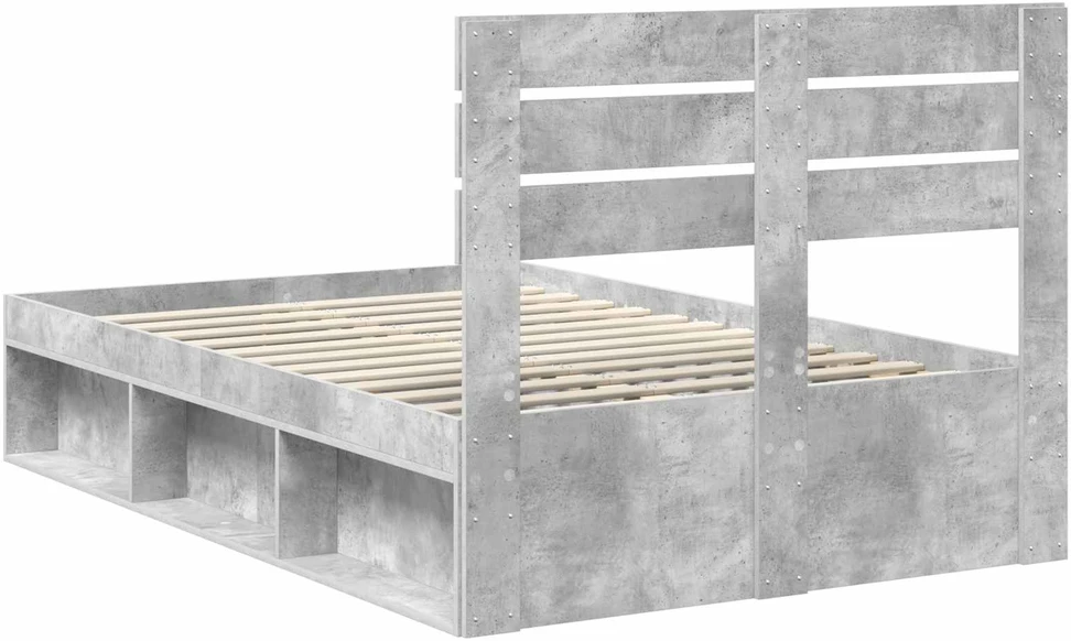 Lova Lovos rėmas Betono pilka 135 x 190 cm Kietos pušies mediena
