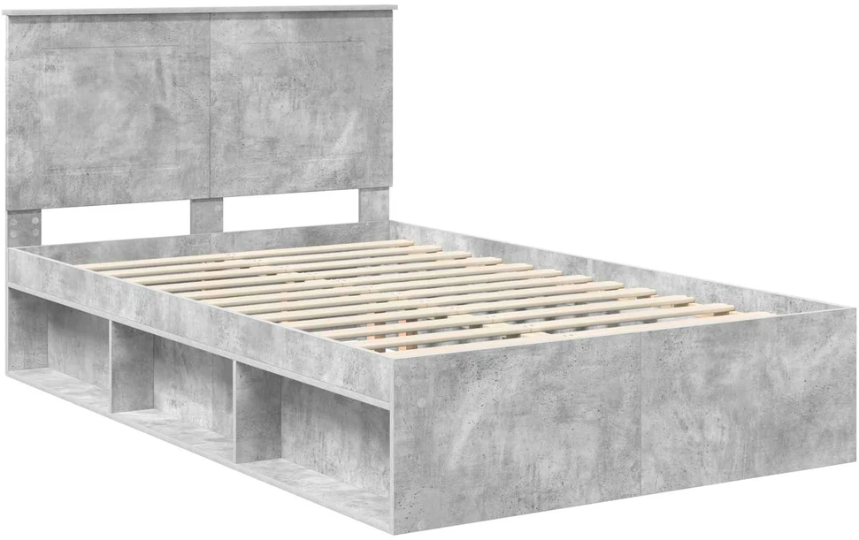 Lova Lovos rėmas Betono pilka 135 x 190 cm Kietos pušies mediena