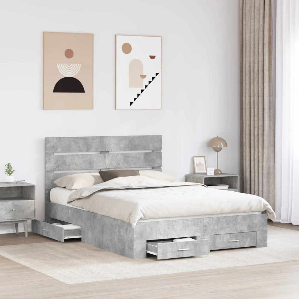 Lovos rėmas Betono pilka 140 x 190 cm Apdirbta mediena