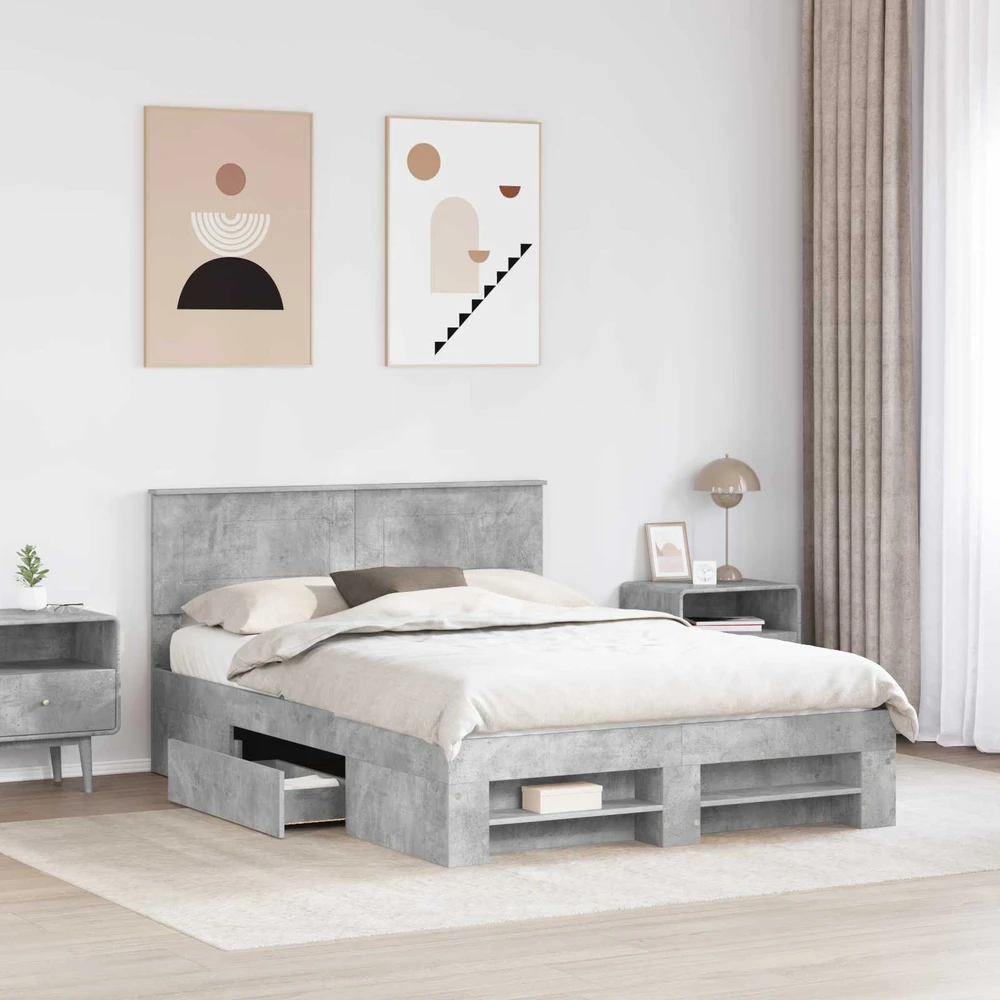 Lovos rėmas Betono pilka 140 x 200 cm Apdirbta mediena