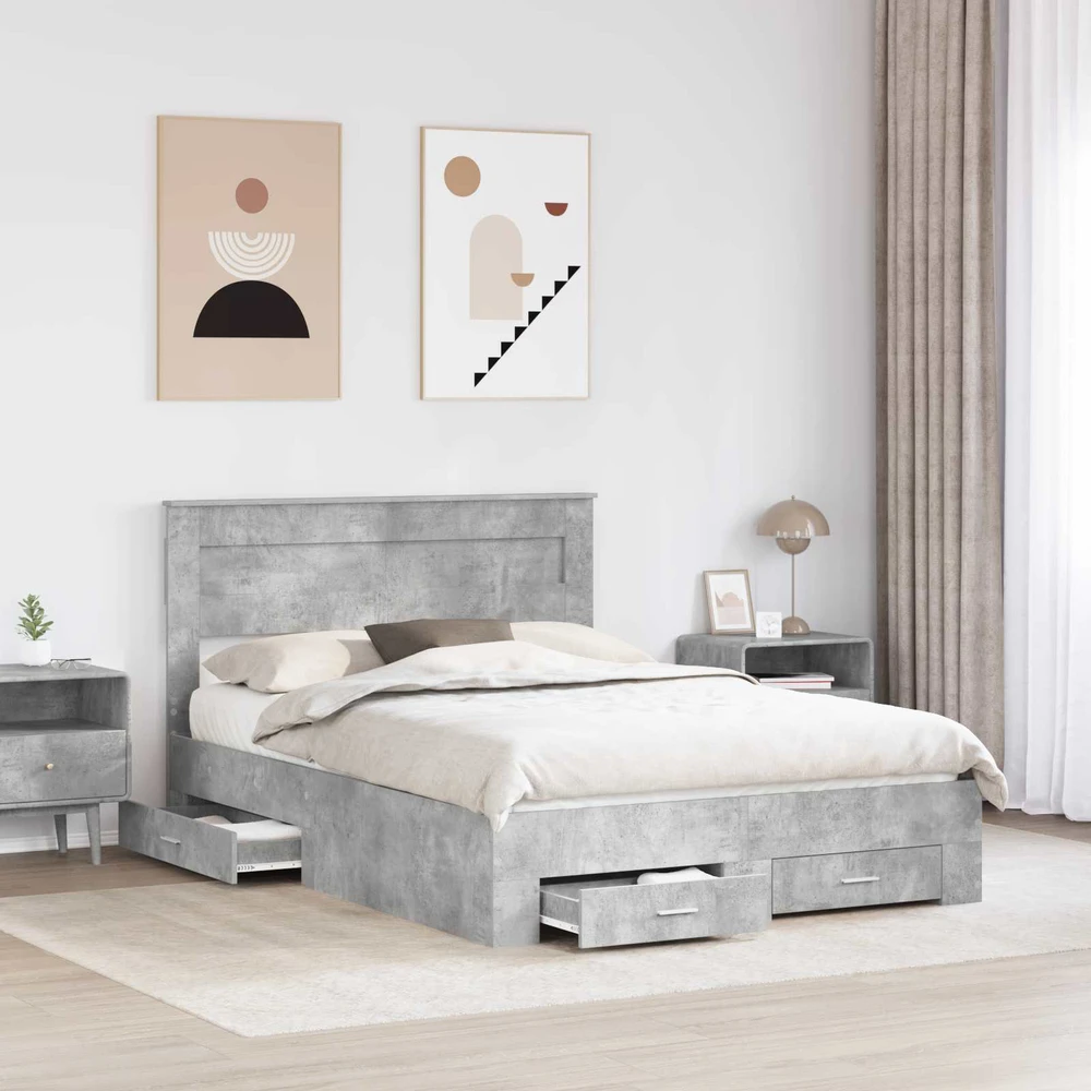 Lovos rėmas Betono pilka 140 x 200 cm Apdirbta mediena