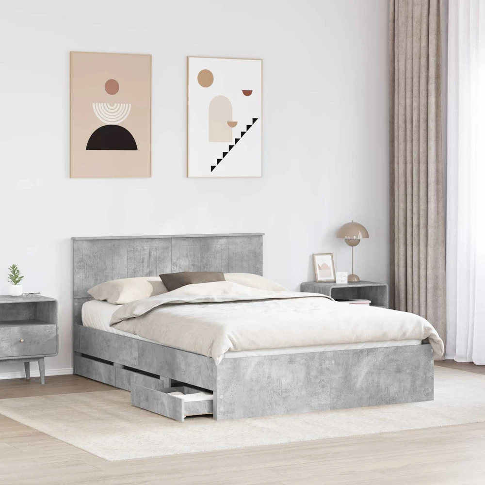 Lovos rėmas Betono pilka 140 x 200 cm Inžinerinė mediena