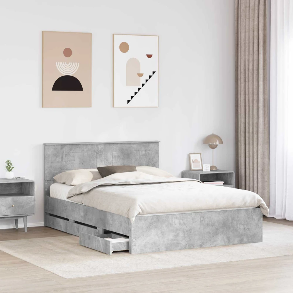 Lovos rėmas Betono pilka 140 x 200 cm Inžinerinė mediena