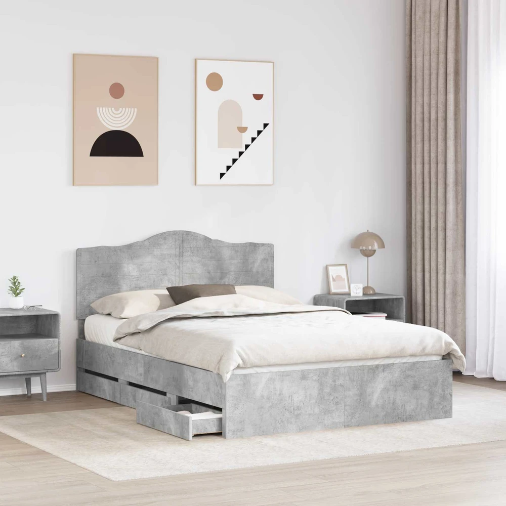 Lovos rėmas Betono Pilka 140 x 200 cm Inžinerinė mediena