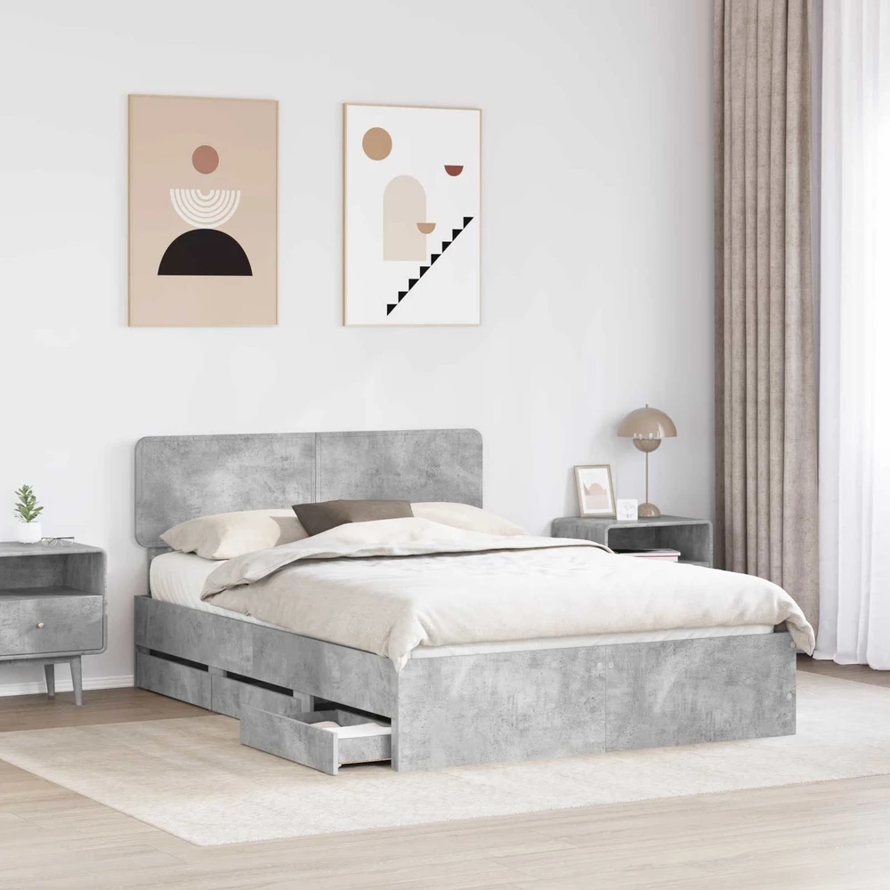 Lovos rėmas Betono Pilka 150 x 200 cm Dirbtinė mediena