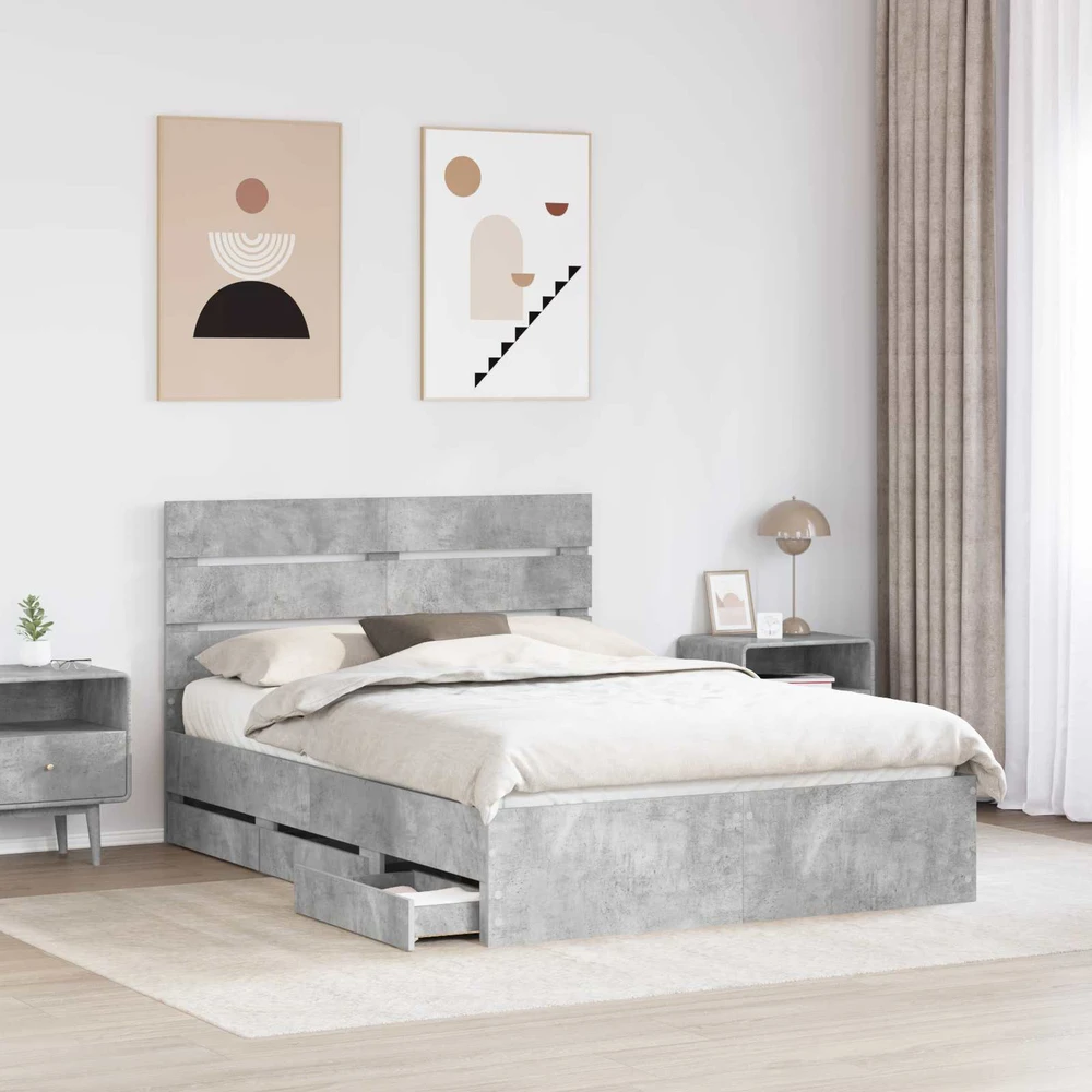 Lovos rėmas Betono pilka 150 x 200 cm Inžinerinė mediena