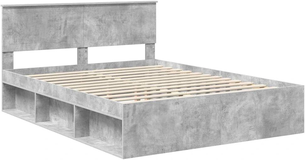 Lovos rėmas Betono pilka 150 x 200 cm Kietos pušies mediena