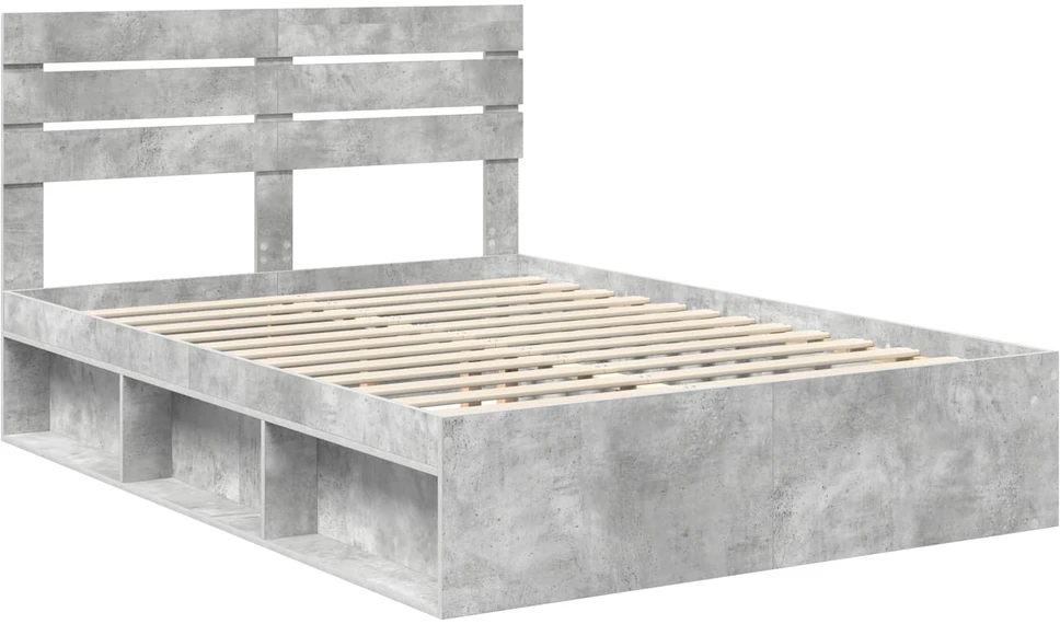 Lovos rėmas Betono pilka 150 x 200 cm Kietos pušies mediena